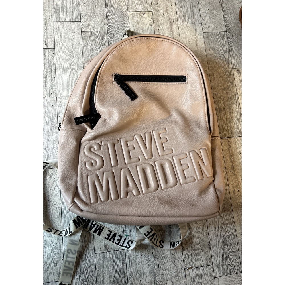 Steve Madden Blush Logo Backpack Faux Leather Zip Closure Women‎